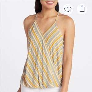 NWT. Market & Spruce Mac Suplice Striped Yellow and Gray Women's Top
